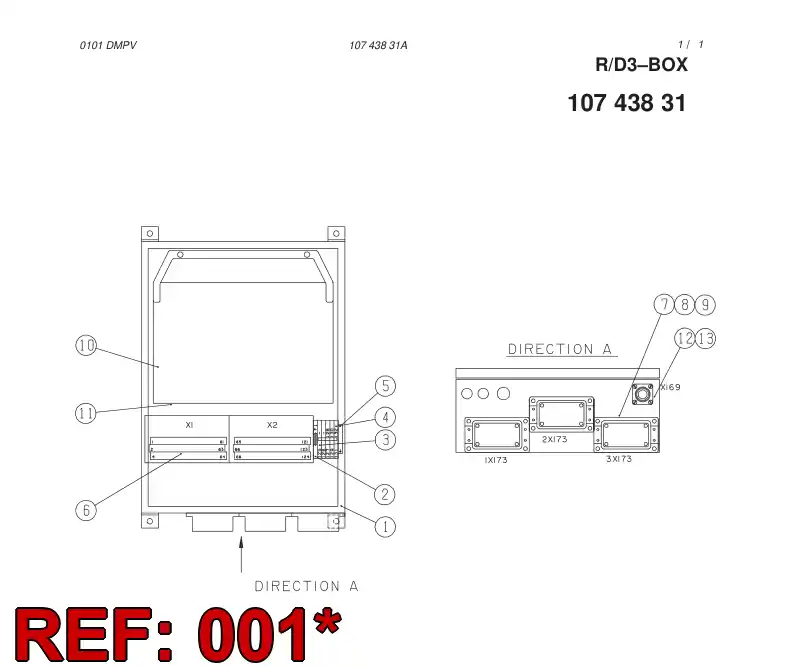 10602118 106 021 18 BOX 400X300X125(EMC) HOLES - Sandvik Technical Drawing