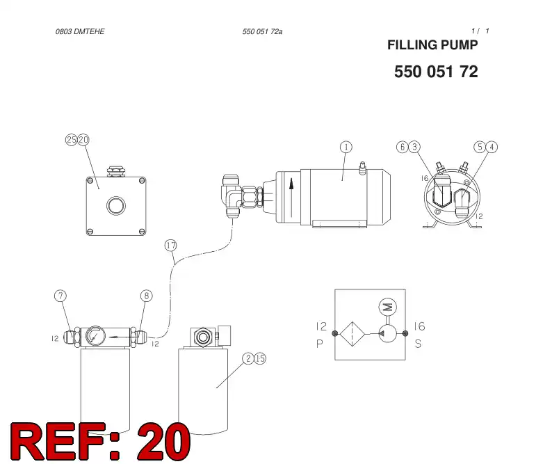 10602378 106 023 78 FILLING PUMP INSTAL LIST - Sandvik Technical Drawing