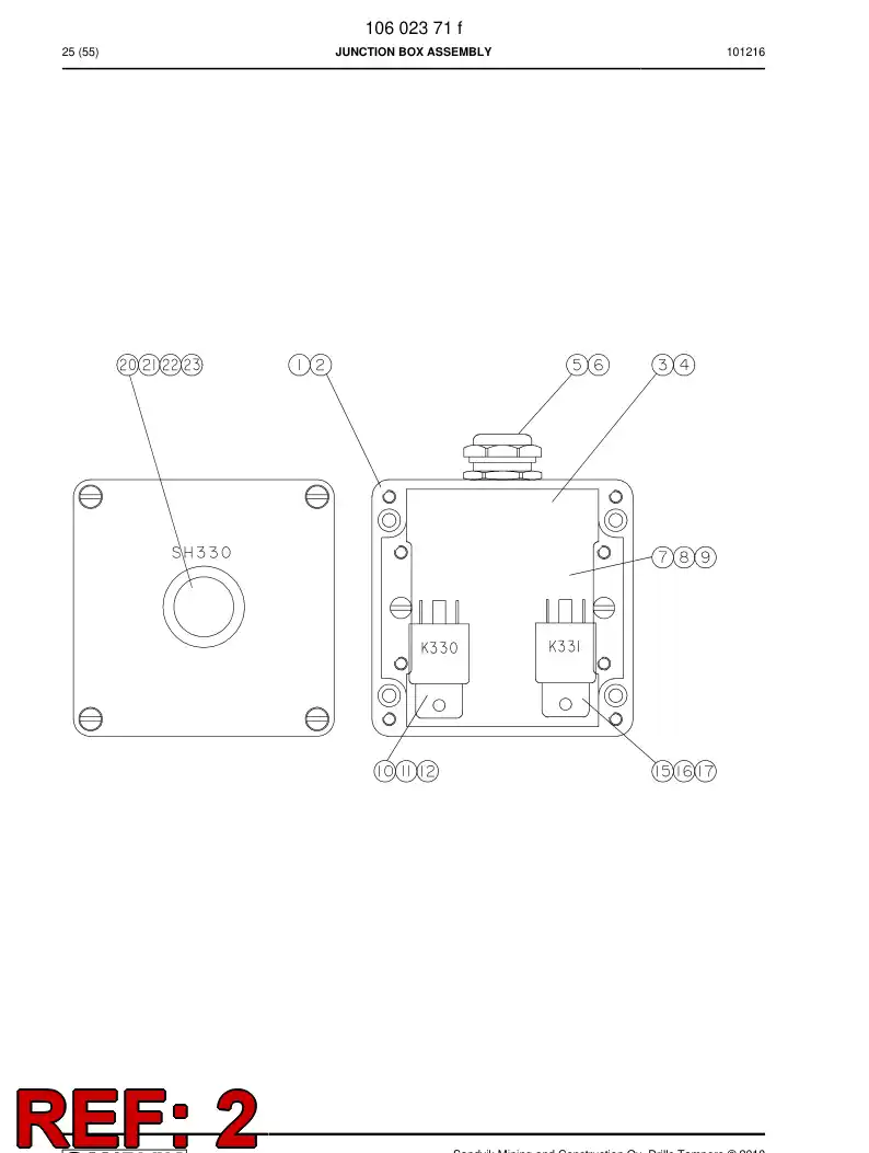 10602528a 106 025 28a TERMINAL BOX HOLES - Sandvik Technical Drawing