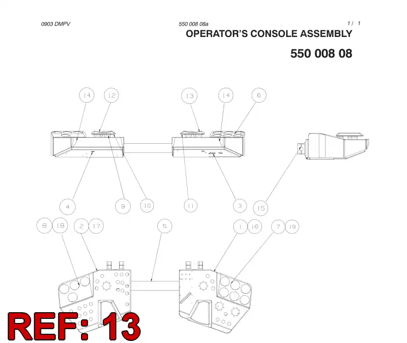 10613308 106 133 08 ARMREST - Sandvik Technical Drawing