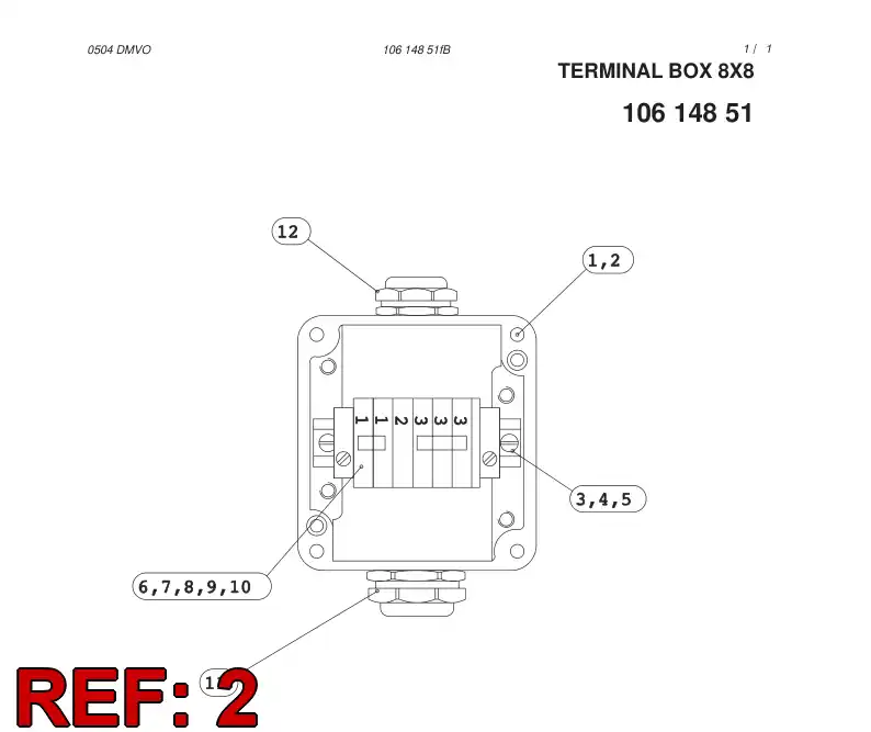 10614988 106 149 88 TERMINAL BOX 8X8 - Sandvik Technical Drawing