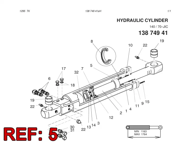 13239088 132 390 88 BUSHING 0 70 - Sandvik Technical Drawing