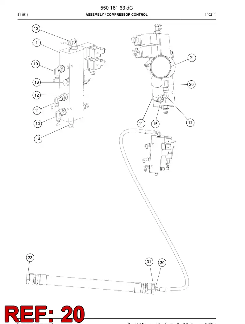 13343348 133 433 48 Adapter, Damping - Sandvik Technical Drawing