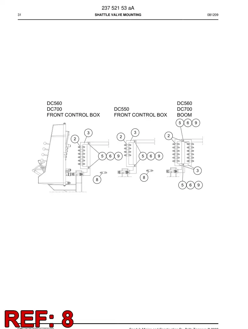 13359997 133 599 97 SHUTTLE VALVE ASSY - Sandvik Technical Drawing