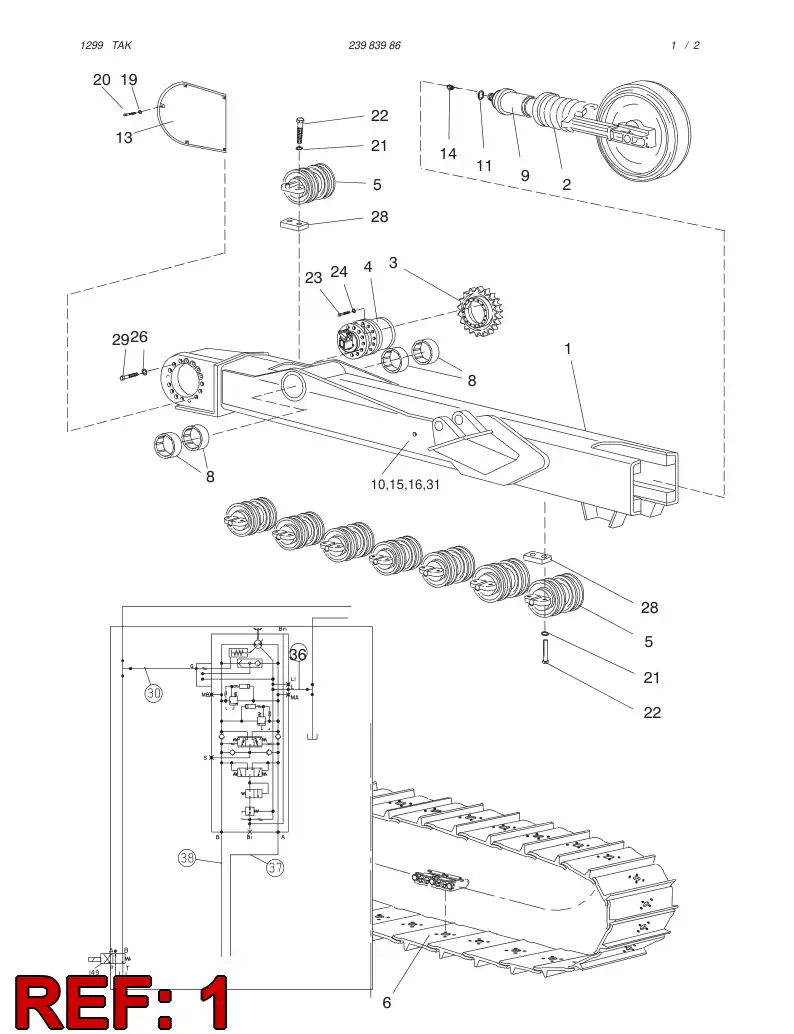 13466338 134 663 38 TENSIONING CYLINDER - Sandvik Technical Drawing