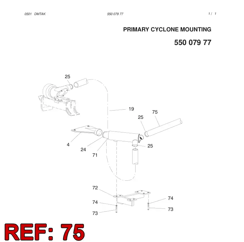 13512374 135 123 74 HOSE - Sandvik Technical Drawing