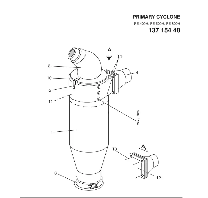 13715448cD1 137 154 481D1 PRIMARY CYCLONE - Sandvik Technical Drawing