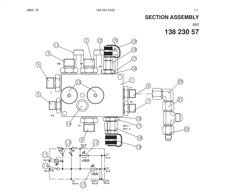 13823057aD 138 230 57aD SECTION ASSEMBLY - Sandvik Technical Drawing