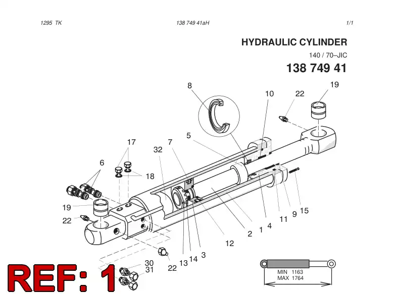 13918368 139 183 68 CYLINDER TUBE D=140 - Sandvik Technical Drawing