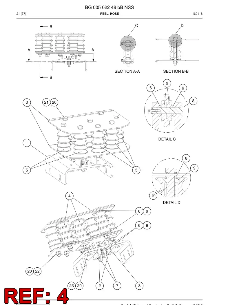 14168508a 141 685 08a Reel, Hose - Sandvik Technical Drawing