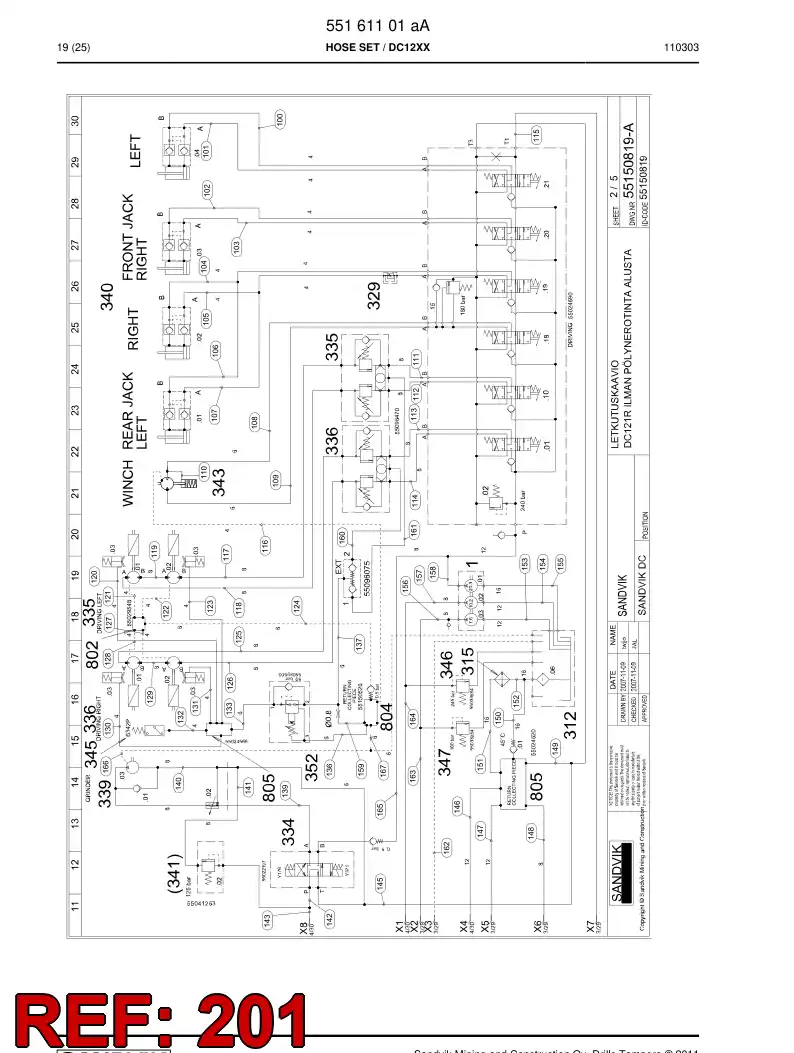 14364058b 143 640 58b Hose Assembly, Hydraulic - Sandvik Technical Drawing