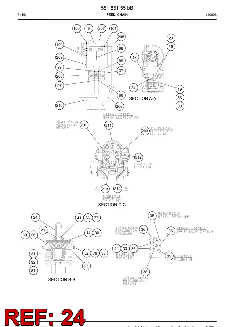 14366508a 143 665 08a Centralizer, Travelling - Sandvik Technical Drawing