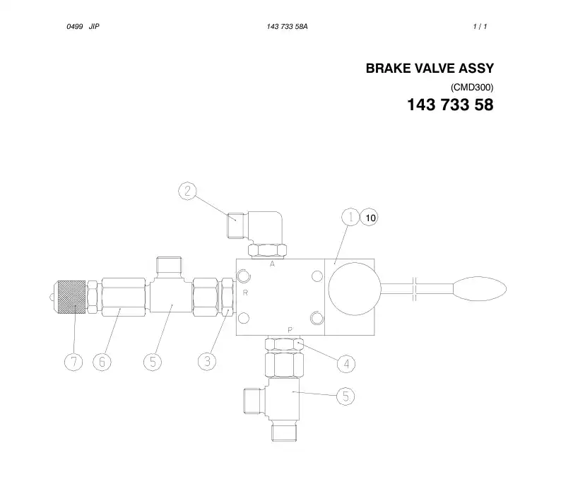 14373358A 143 733 58A BRAKE VALVE ASSY - Sandvik Technical Drawing