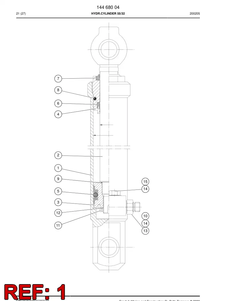 14467938 144 679 38 CYLINDER TUBE - Sandvik Technical Drawing