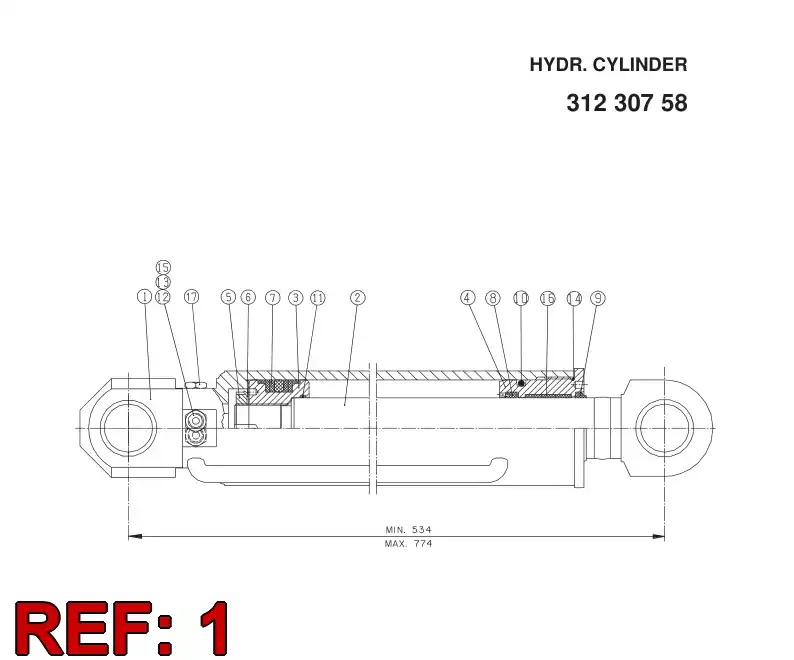 14490398 144 903 98 CYLINDER TUBE - Sandvik Technical Drawing
