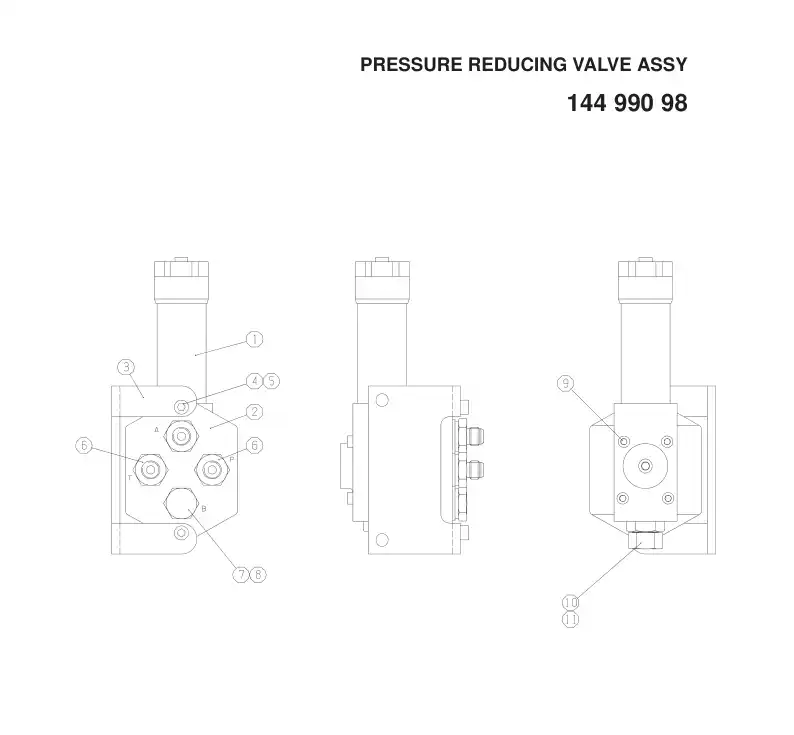 14499098a 144 990 98a PRESSURE REDUCING VALVE ASSY - Sandvik Technical Drawing