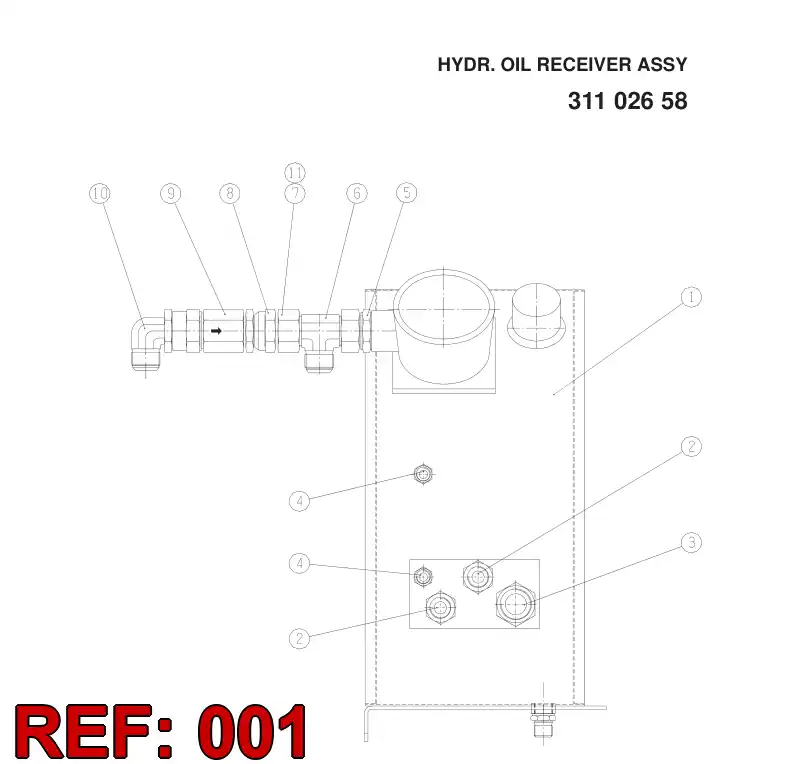 14599128 145 991 28 OIL RECEIVER - Sandvik Technical Drawing