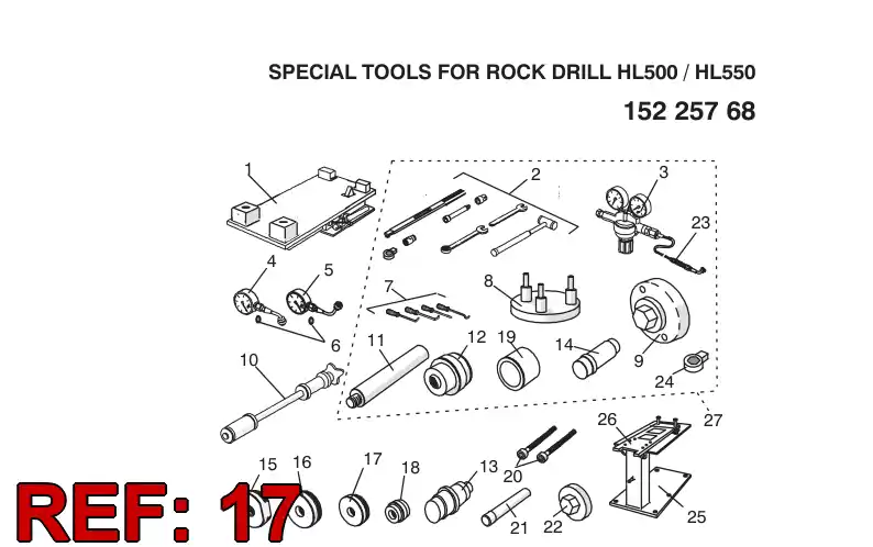 15029098 150 290 98 PUNCH REAR BEARING OF THE GEAR HOUSING, MOTOR SHAFT - Sandvik Technical Drawing
