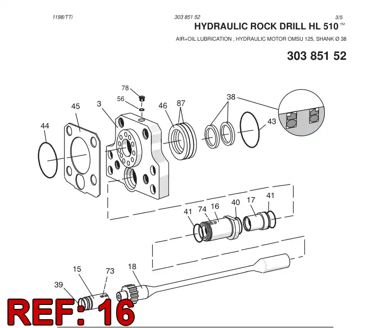 15034918 150 349 18 BEARING HOUSING ASSY - Sandvik Technical Drawing