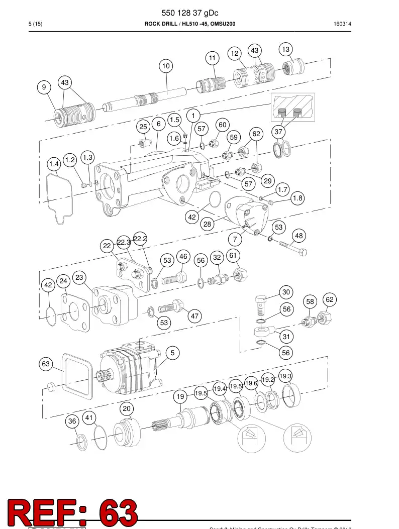 15053968a 150 539 68a SEAL DE RUBBER - Sandvik Technical Drawing