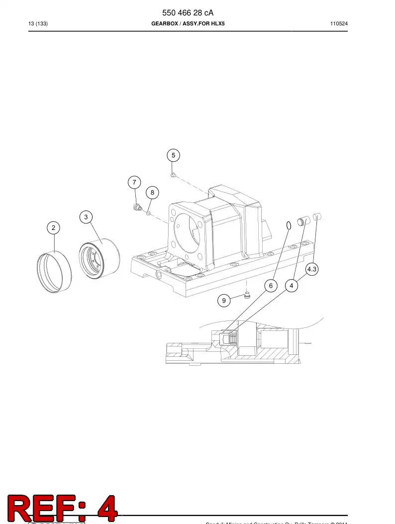 15058348 150 583 48 Bearing housing - Sandvik Technical Drawing