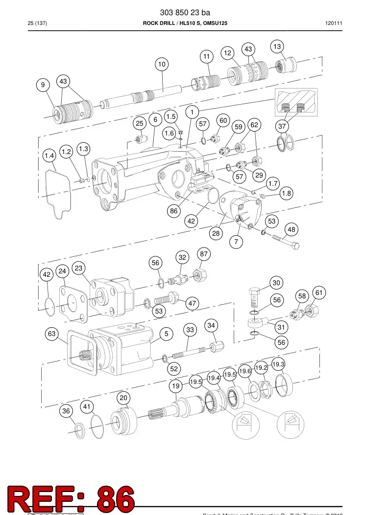 15062728 150 627 28 GASKET - Sandvik Technical Drawing