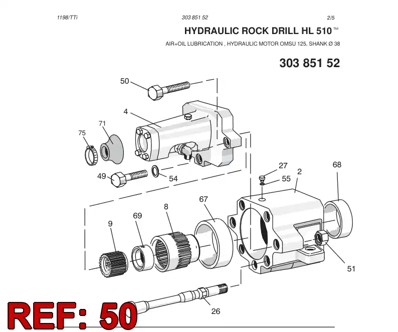 15065218 150 652 18 HEX. BOLT/FLUSHING HOUSING - Sandvik Technical Drawing