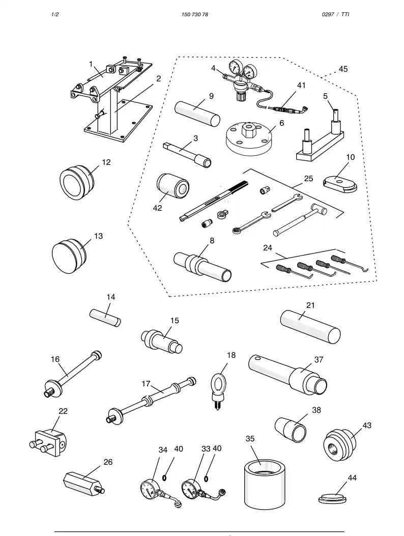 15073078 150 730 78 SPECIAL TOOLS FOR ROCK DRILL HL 650, HL 700 - Sandvik Technical Drawing