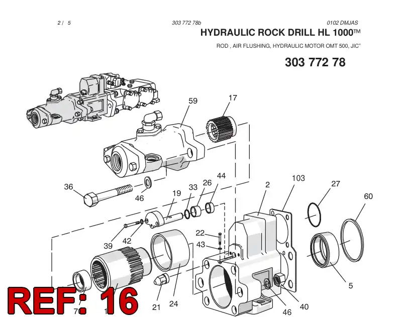 15174248 151 742 48 ROTATION BUSHING ASSY - Sandvik Technical Drawing
