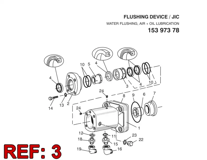 15205308 152 053 08 FLUSHING HOUSING - Sandvik Technical Drawing