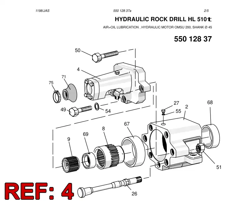 15215861 152 158 61 FLUSHING DEVICE ASSY - Sandvik Technical Drawing