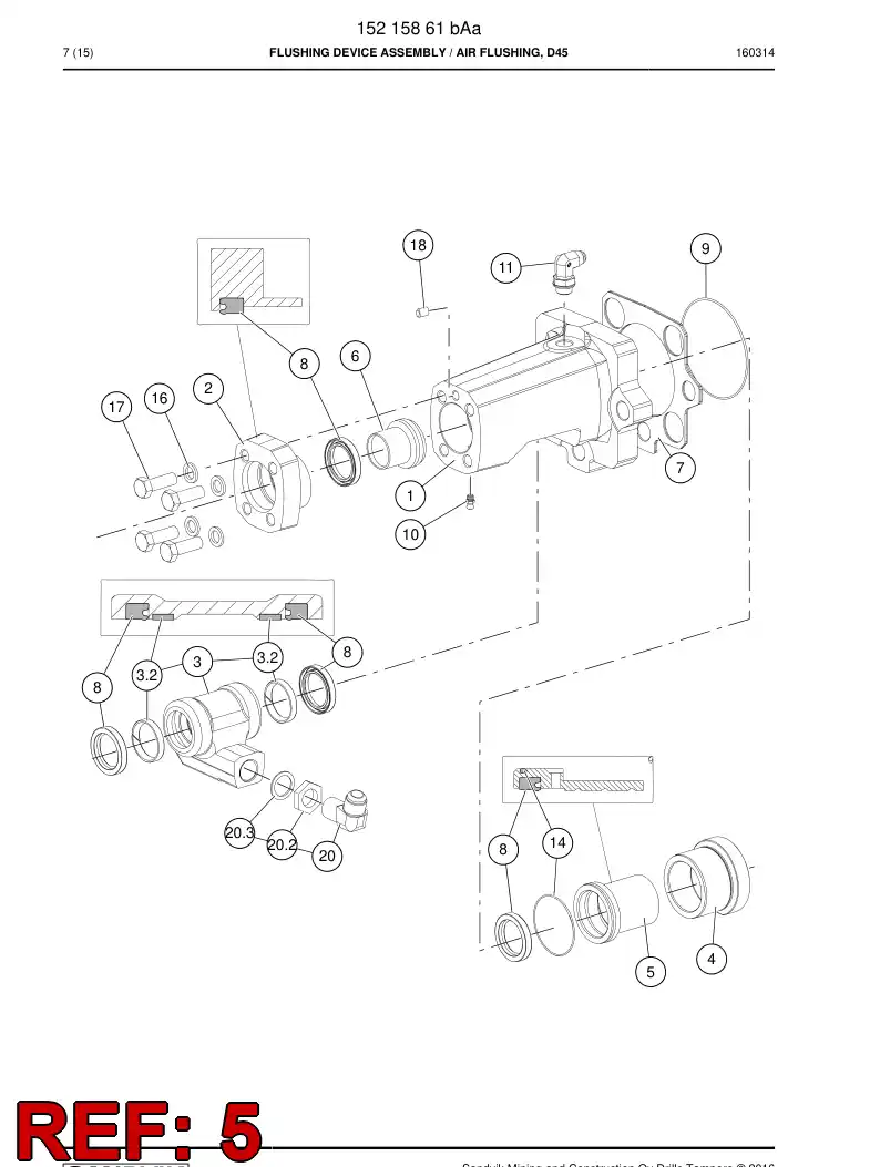 15217628a 152 176 28a Bushing - Sandvik Technical Drawing