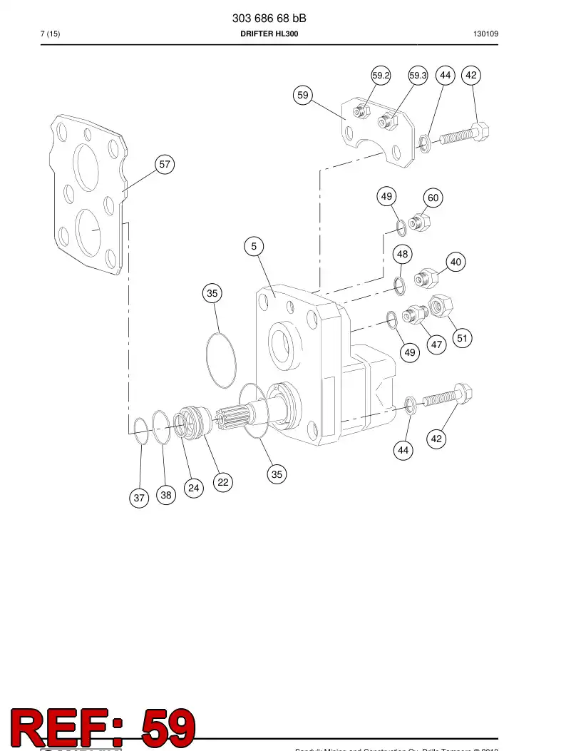 15222738 152 227 38 HOSE CLIP - Sandvik Technical Drawing