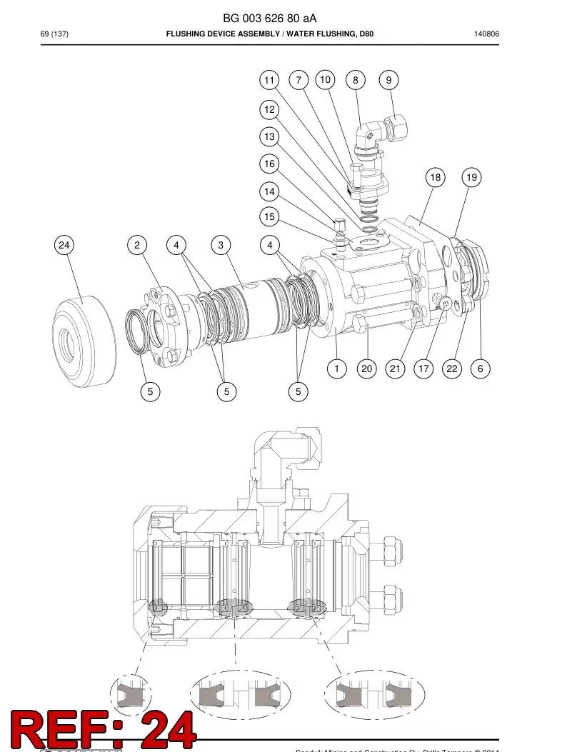 15241808a 152 418 08a Cover, Rubber - Sandvik Technical Drawing
