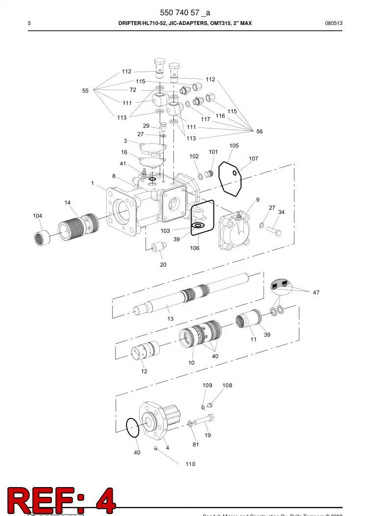 15254171a 152 541 71a Cover, Rear - Sandvik Technical Drawing