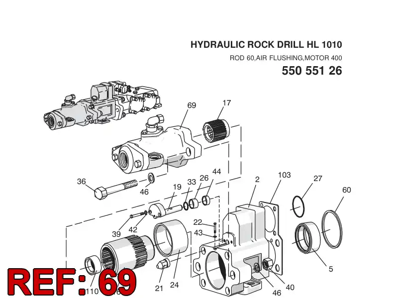 15262748 152 627 48 FLUSHING DEVICE ASSY - Sandvik Technical Drawing