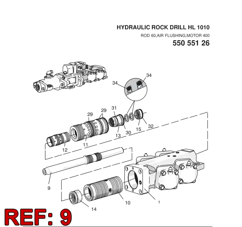 15360048 153 600 48 PISTON - Sandvik Technical Drawing