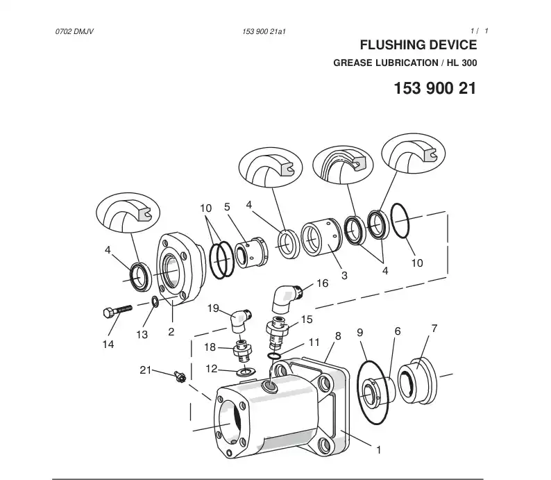15390021a1 153 900 2111 FLUSHING DEVICE / JIC - Sandvik Technical Drawing