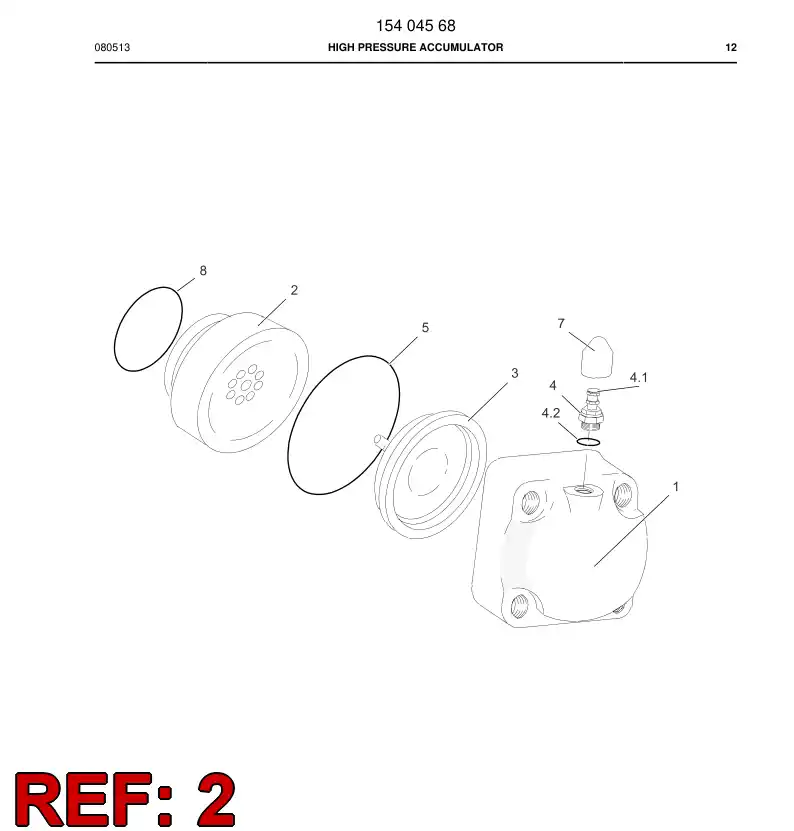 15401948 154 019 48 ACCUMULATOR BOTTOM - Sandvik Technical Drawing