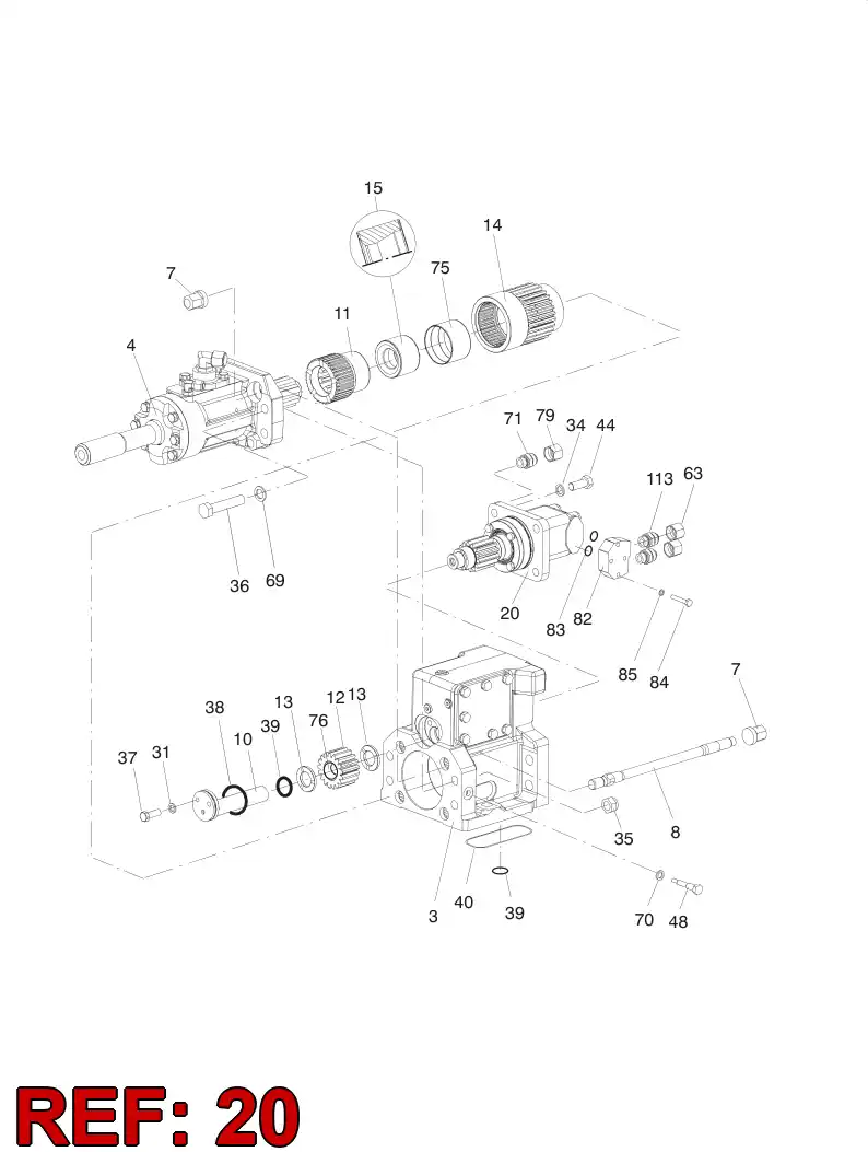 15404438 154 044 38 HYDRAULIC MOTOR ASSEMBLY - Sandvik Technical Drawing
