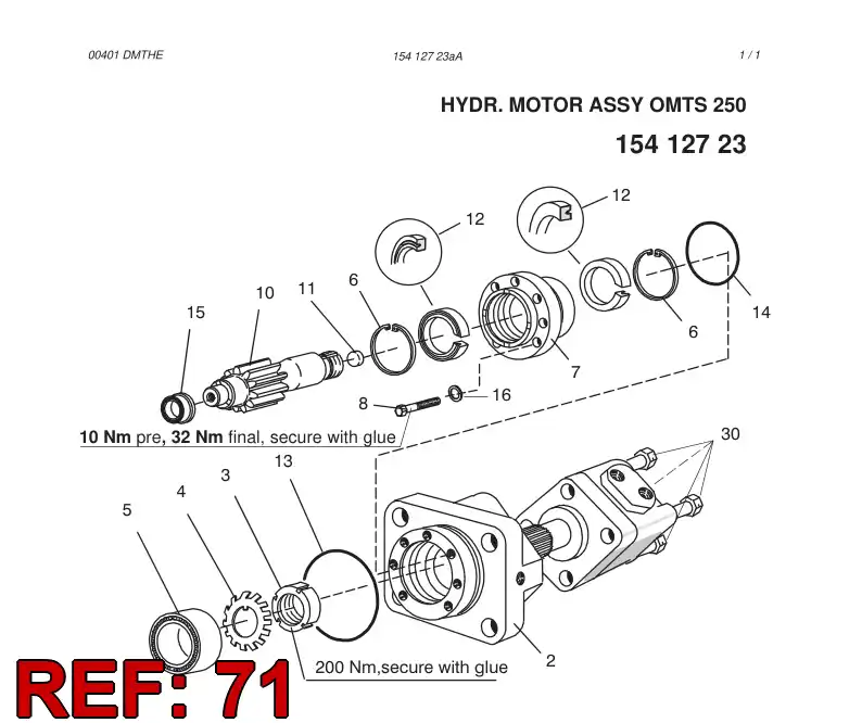 15412723 154 127 23 HYDRAULIC MOTOR ASSY - Sandvik Technical Drawing