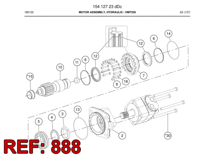 15412729c 154 127 29c Motor, Hydraulic - Sandvik Technical Drawing
