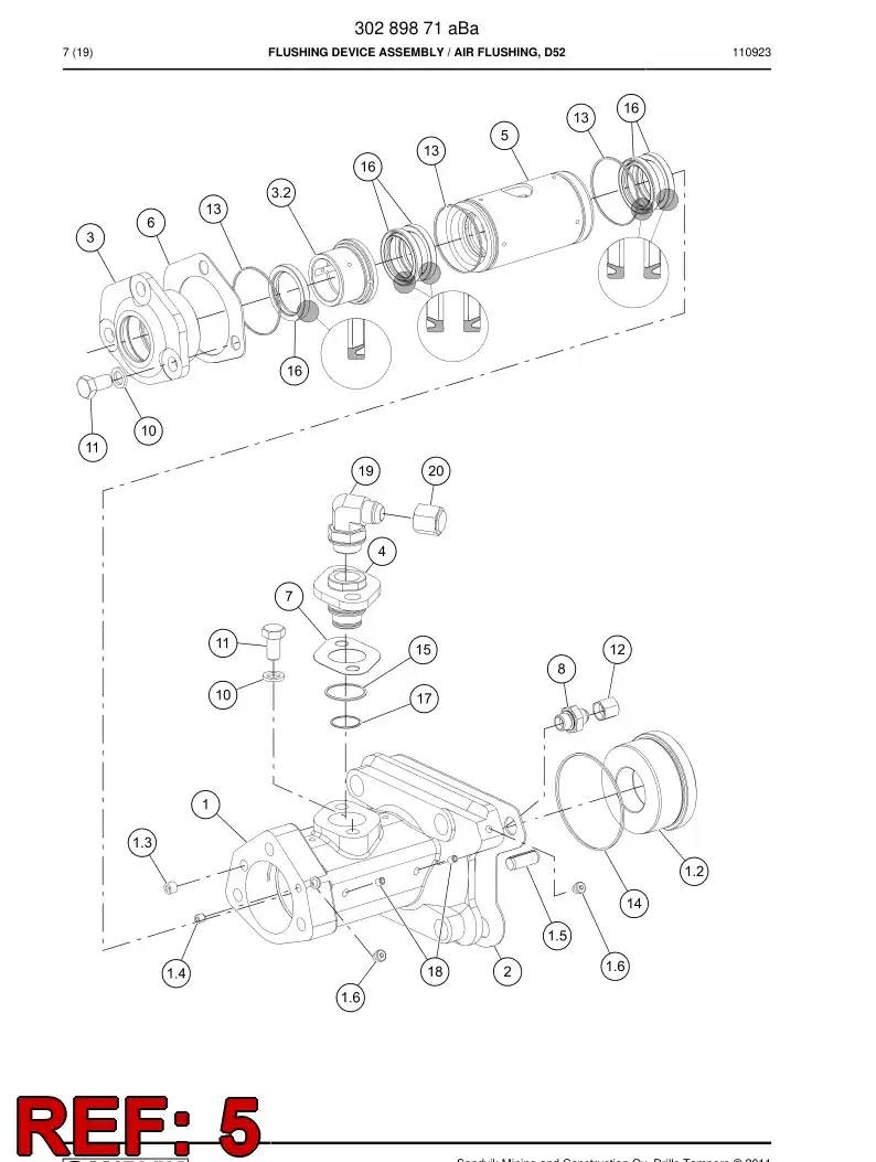 15412858a 154 128 58a Housing, Seal - Sandvik Technical Drawing