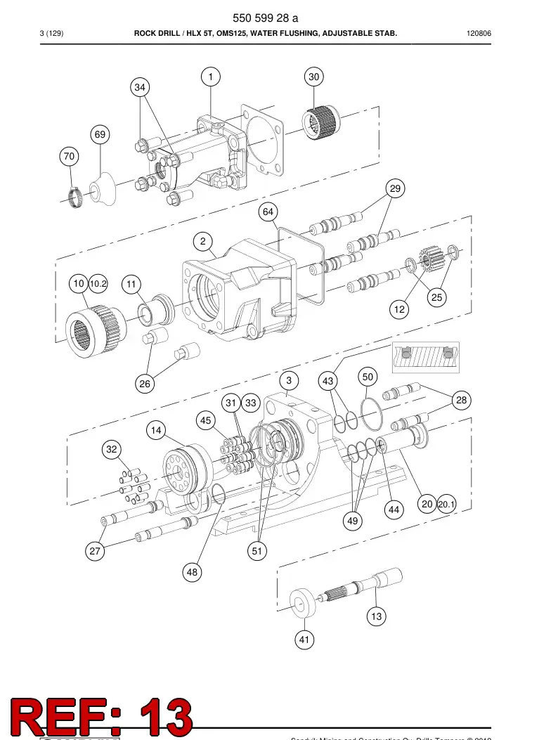 15421618a 154 216 18a Rotation shaft - Sandvik Technical Drawing