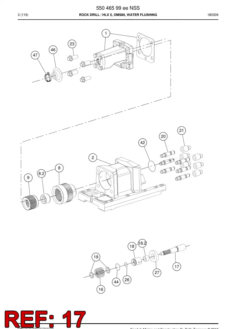 15421748c 154 217 48c Shaft, Rotating - Sandvik Technical Drawing