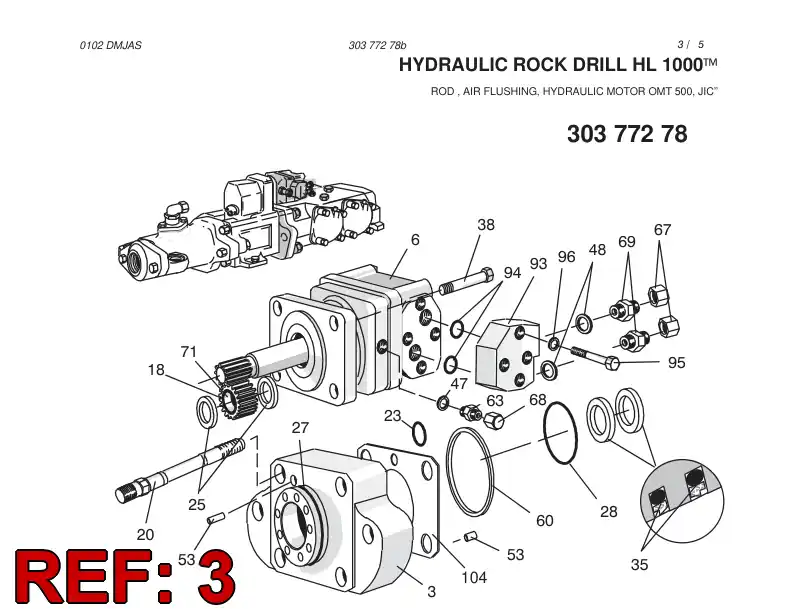 15454218 154 542 18 COVER SPACER ASSY - Sandvik Technical Drawing