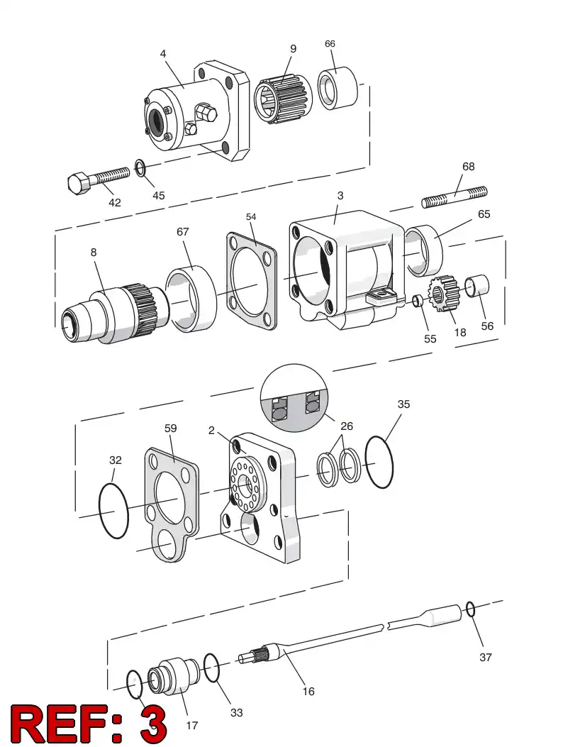 15462488 154 624 88 GEAR HOUSING ASSY - Sandvik Technical Drawing