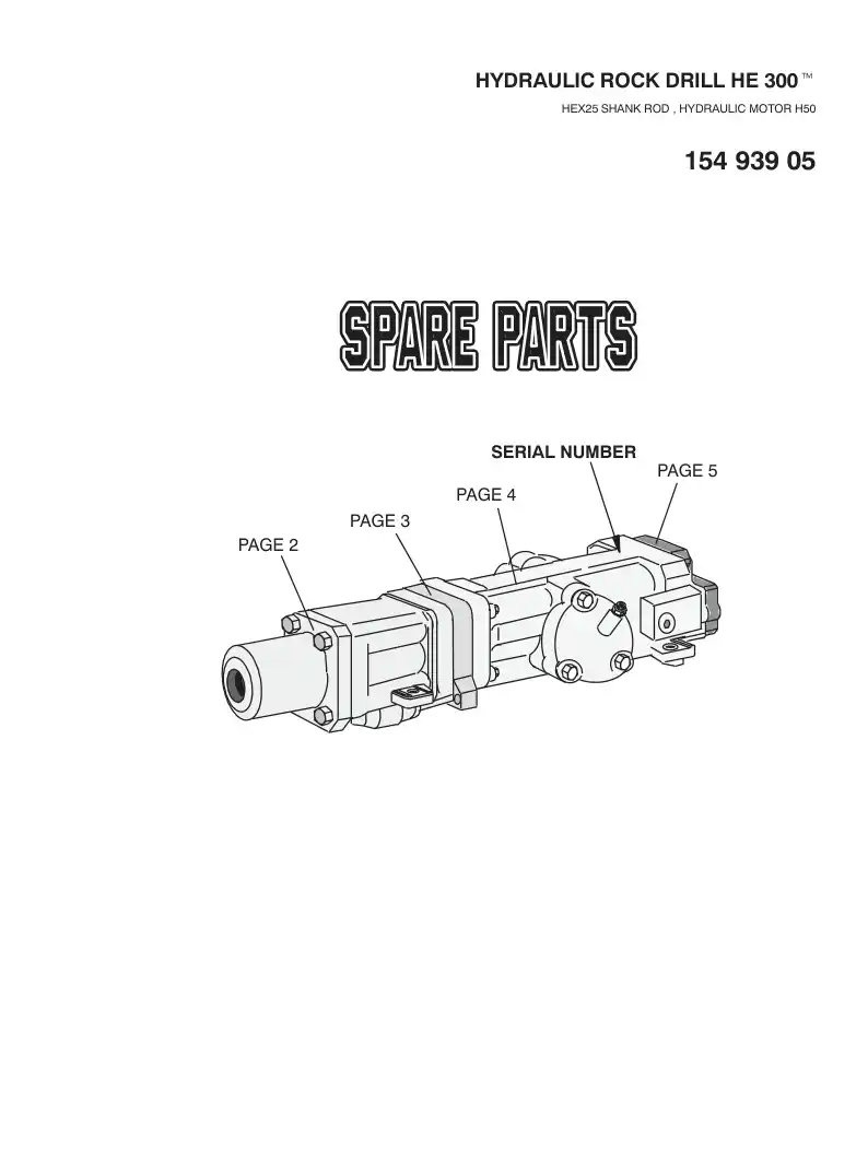 15493905c 154 939 05c HYDRAULIC ROCK DRILL HL 300 S- - Sandvik Technical Drawing