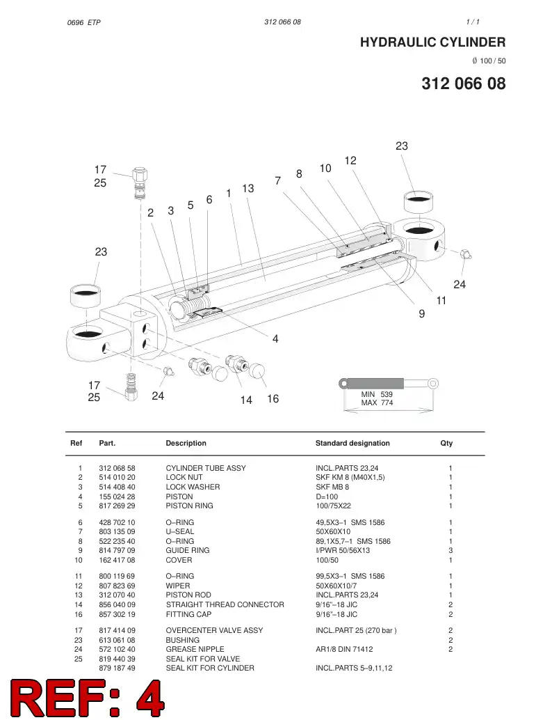15502428 155 024 28 PISTON - Sandvik Technical Drawing