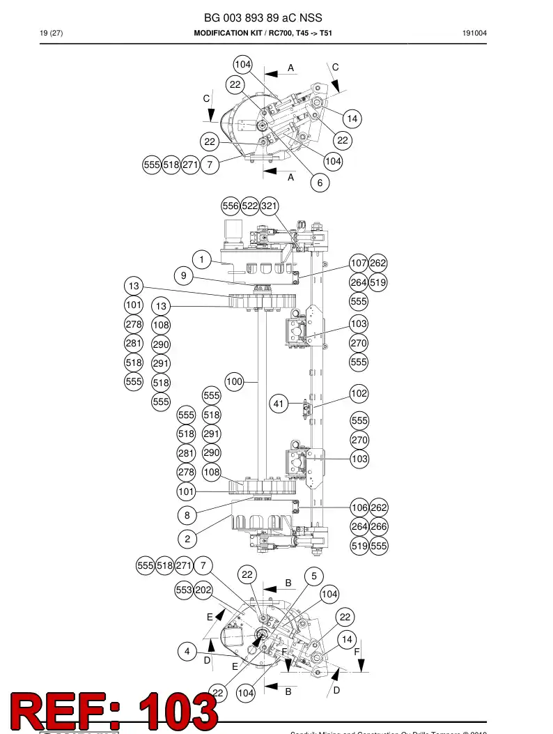 16341438 163 414 38 WEAR PEASE, ROD 2'' - Sandvik Technical Drawing
